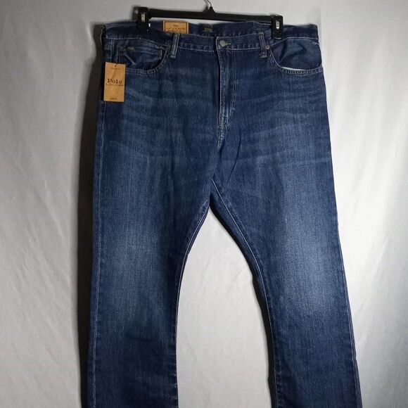 Polo Ralph Lauren The Varick Slim Straight Leg Men's Dark Wash Jeans 40x20 NWT - Picture 1 of 13